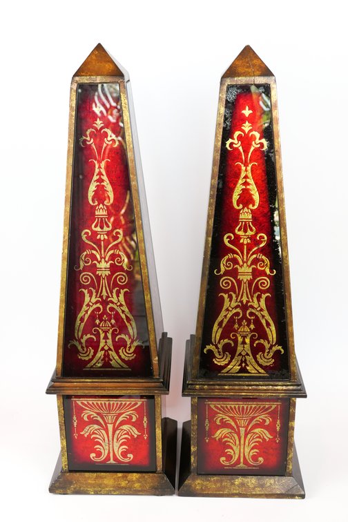 Pair of Italian Style Square Base Obelisks