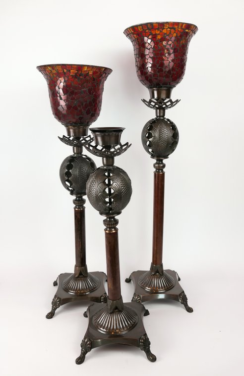 Trio of Metalwork Votive Candleholders