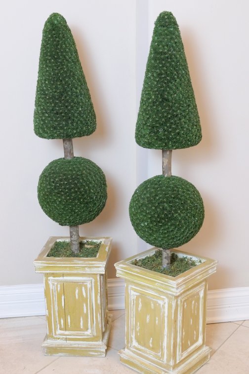 Pair of Geometric Faux Topiaries