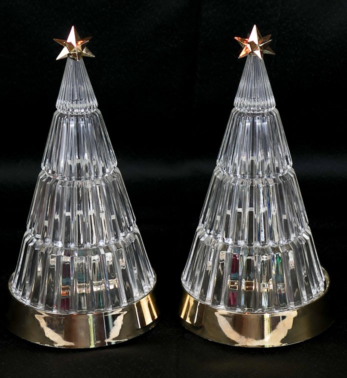 Pair of Vintage Crystal Light-Up Christmas Trees