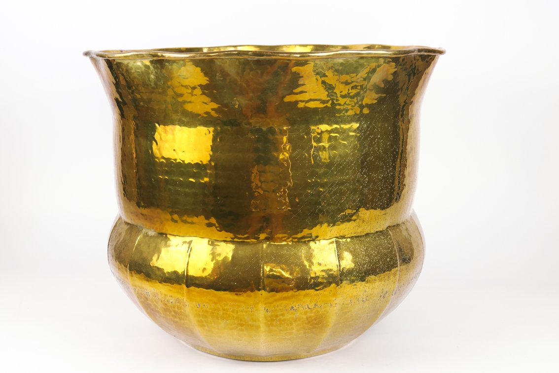Large Hammered Brass Planter
