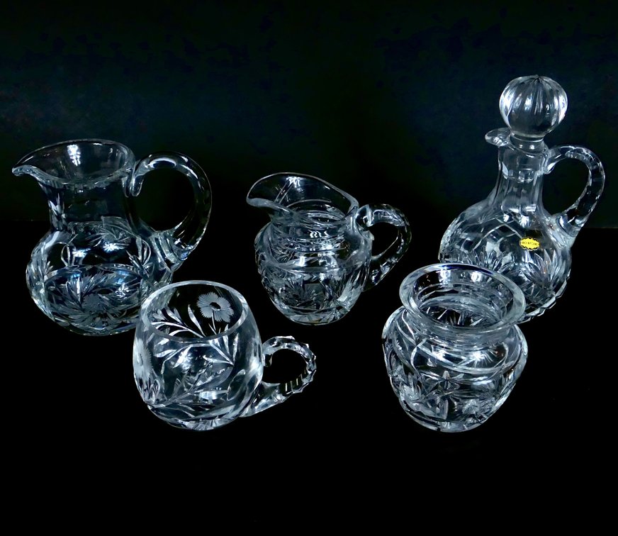 Five Crystal Serving Pieces