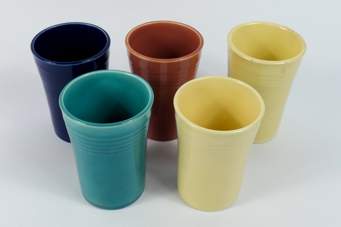 Five Homer Laughlin Harliquin Small Tumblers