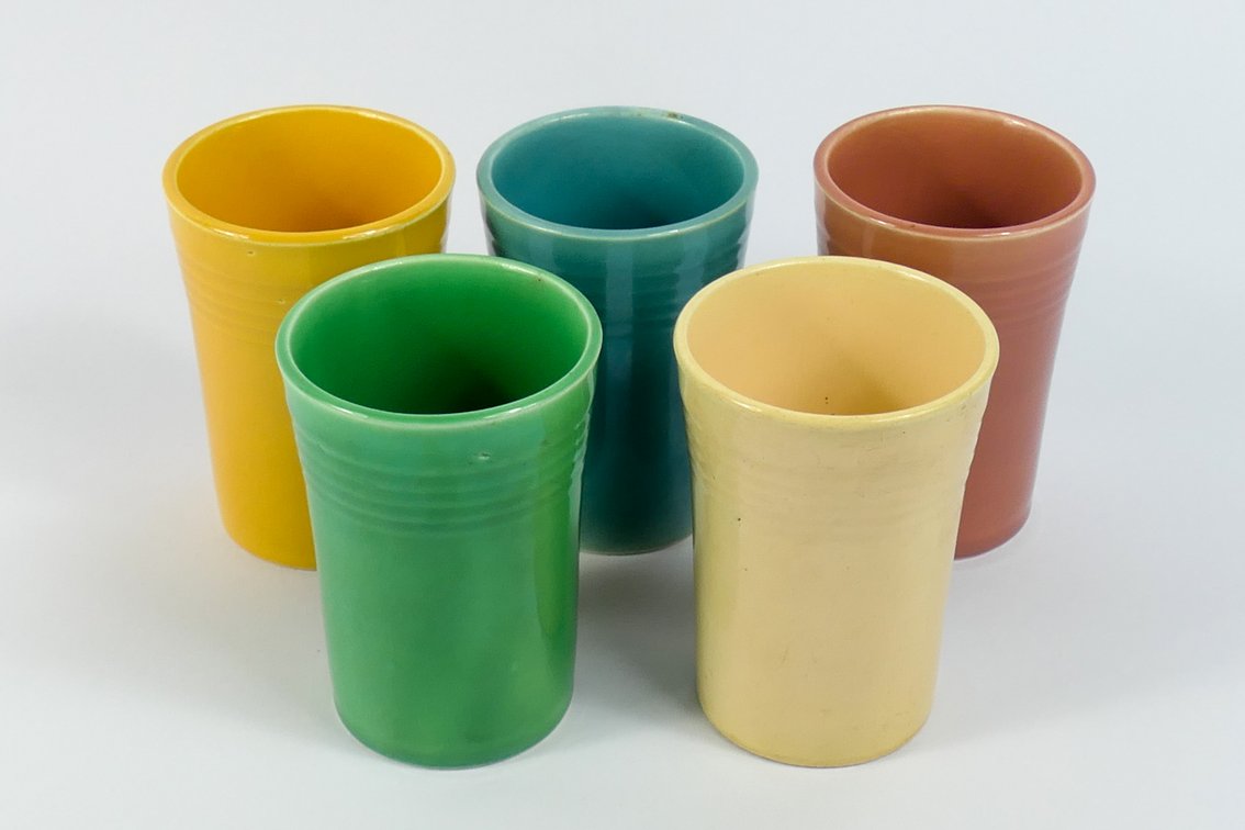 Five Homer Laughlin Harliquin Small Tumblers