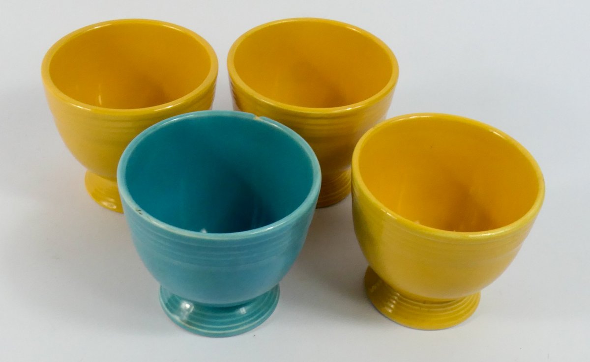 Four Vintage Fiestaware Pedestal Egg Cups