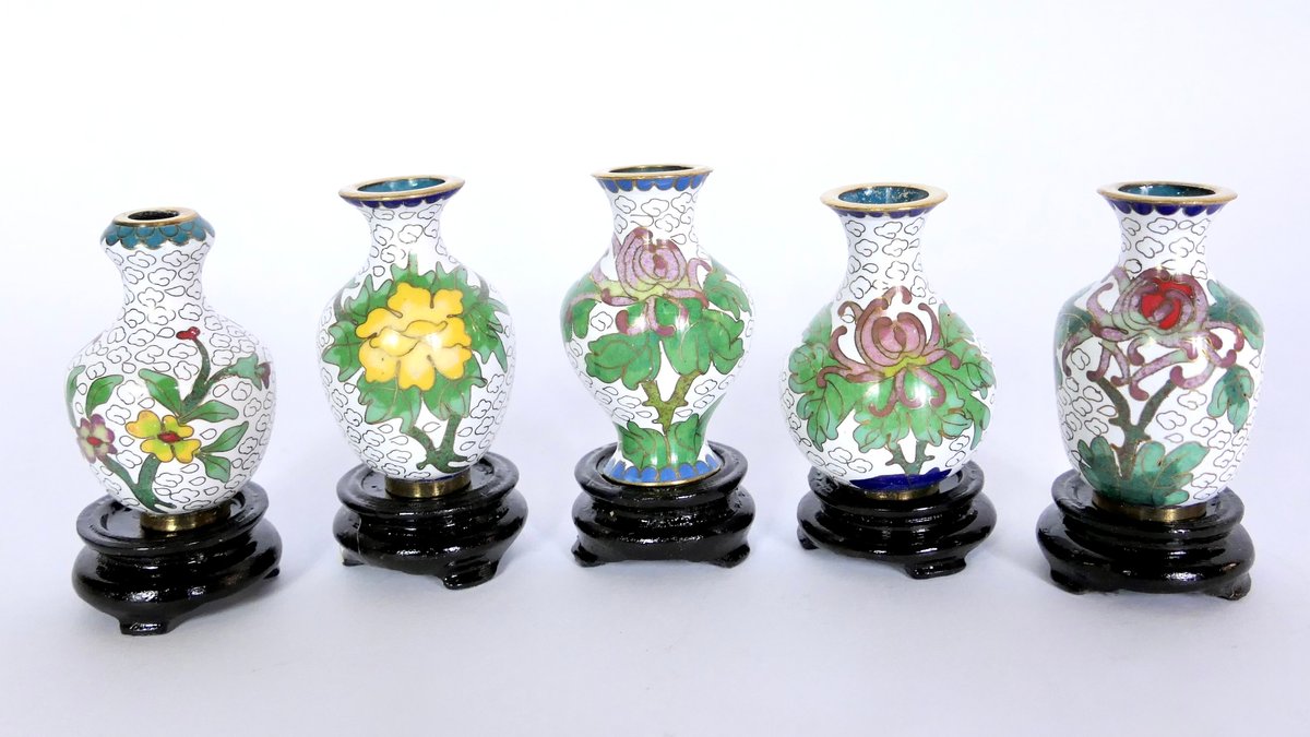 Five Miniature Cloisonne Vases