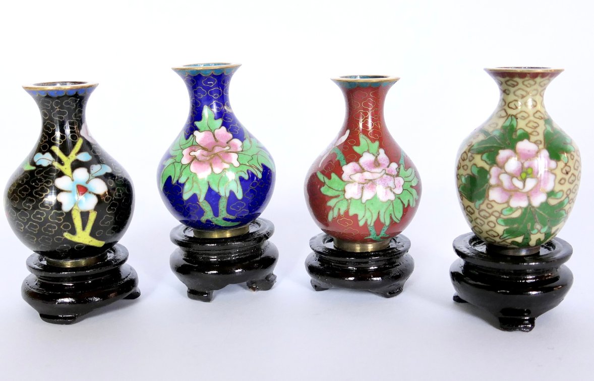 Four Miniature Cloisonne Vases
