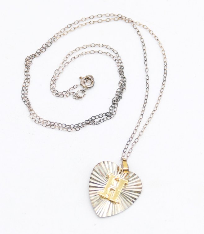 Sterling Silver Vintage Avon Heart Initial Necklace