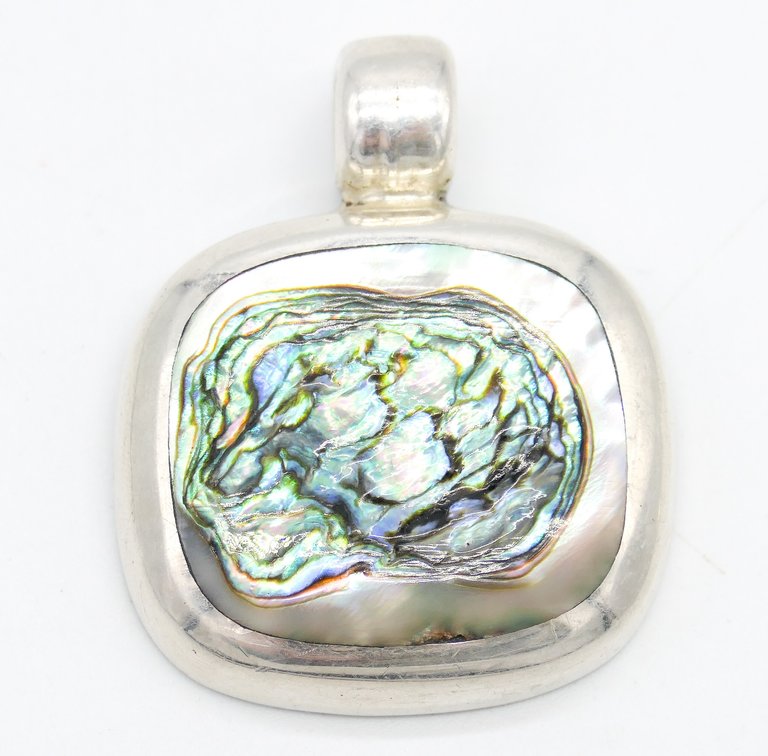 Sterling Silver Mexican Abalone Shell Pendant