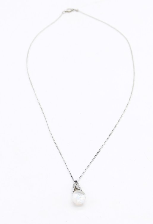 Sterling Silver Floating Opal Orb Necklace