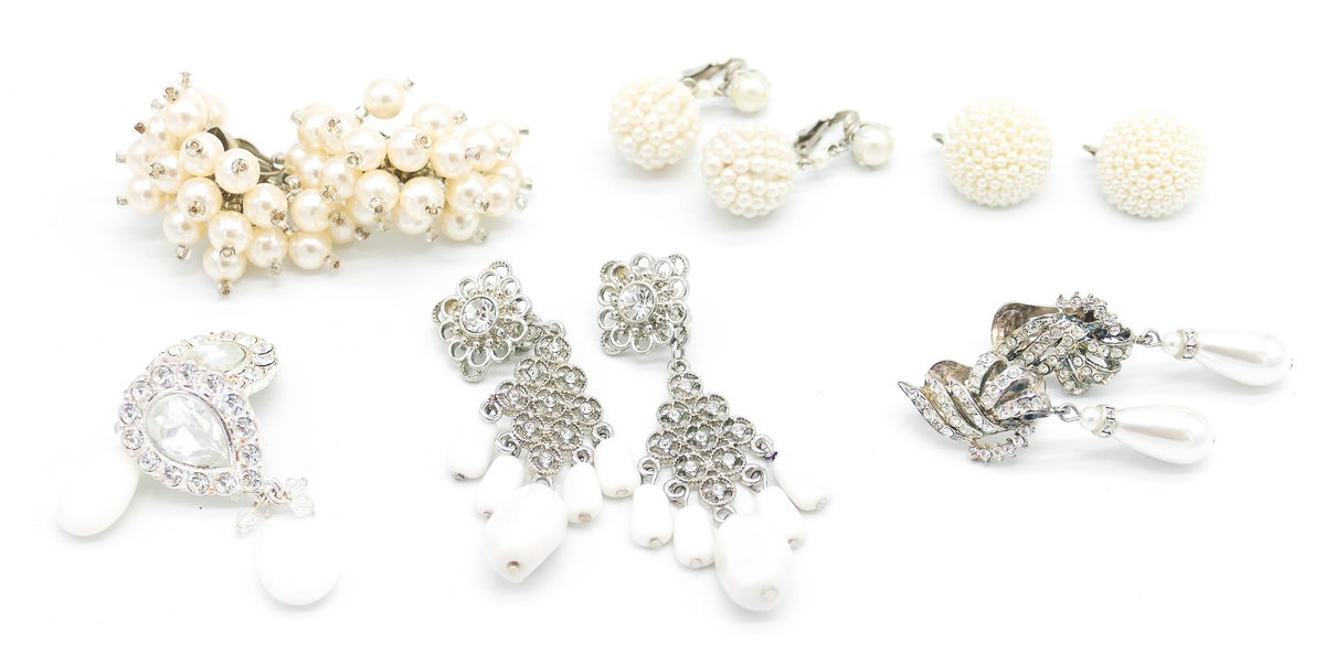 Six Pairs of Silver Tone Faux Pearl Clip on Earrings