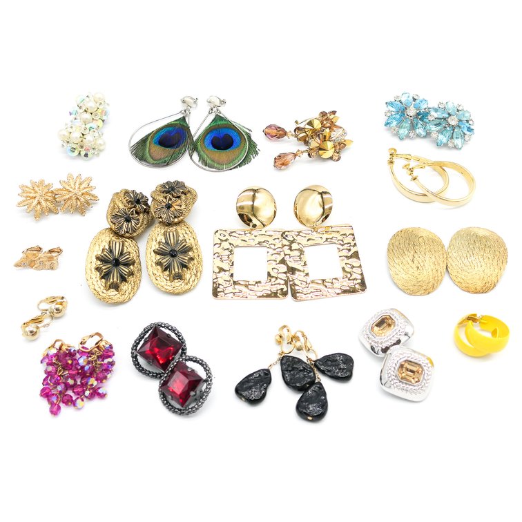 Seventeen Pairs of Fashion Clip on Earrings