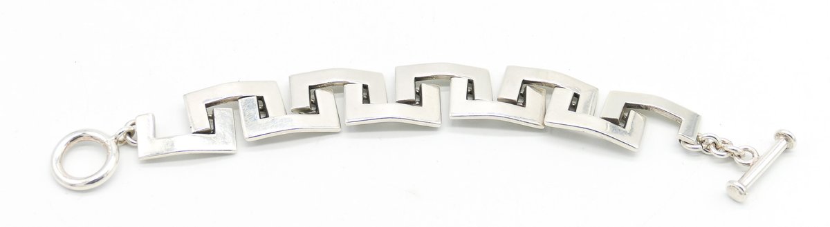 Sterling Silver Greek Key Link Bracelet