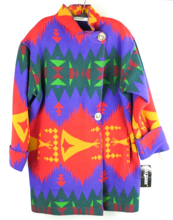 Vintage Gallery Costa Rica Made Colorful Wool Coat NWT