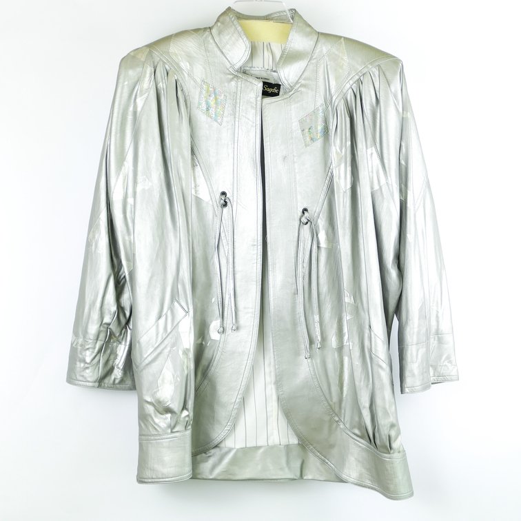 Vintage 1980's Silver Metallic Coat by Designer Josef Sagdic