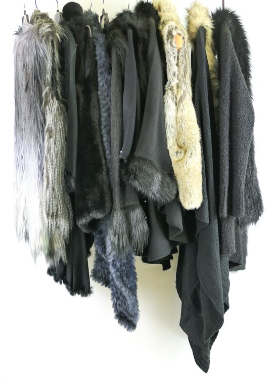 Eleven Faux Fur Vests and Shawls