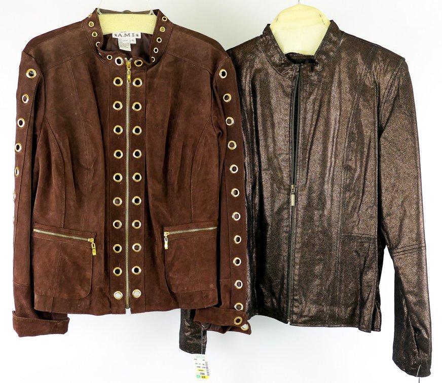 Two Brown Genuine Leather Jackets NWT