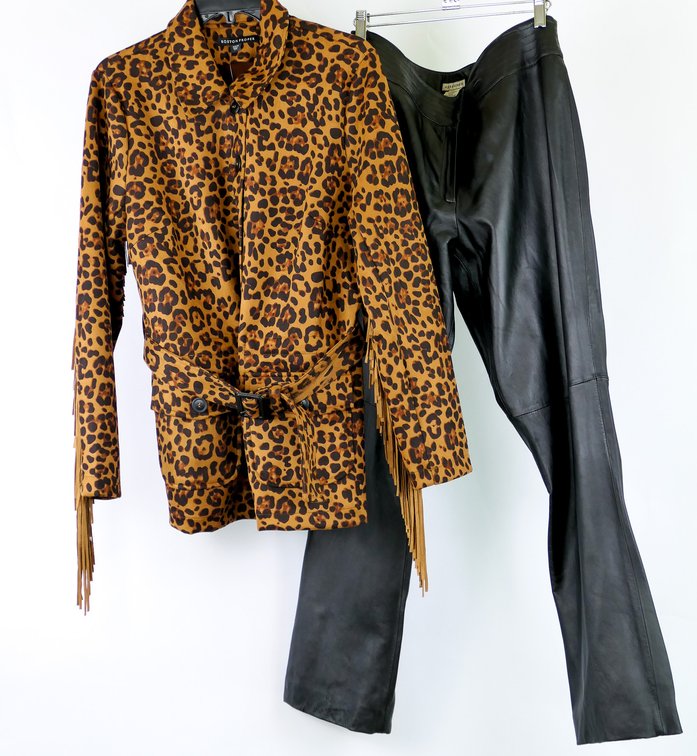 Boston Proper Fringe Jacket and Genuine Leather Pants