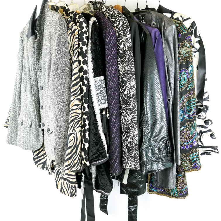 Ladies Silk, Sequin and Faux Snakeskin Outerwear