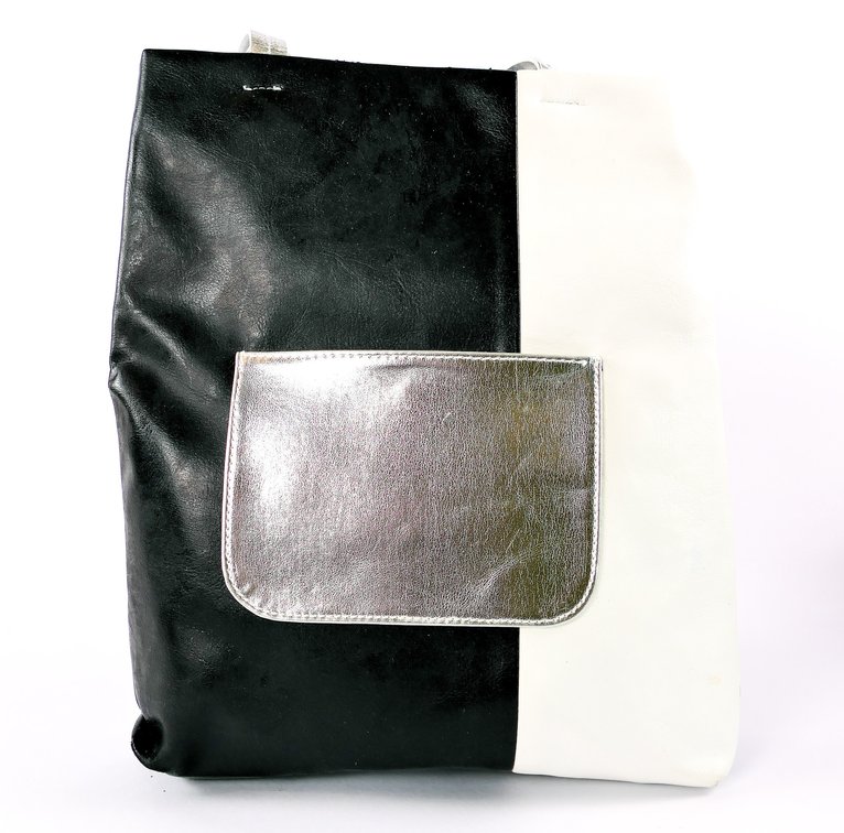 Genuine Leather Color Block Tote by Italian Designer Carlo Pulicati