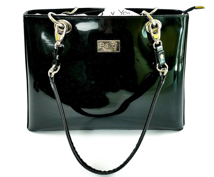 Beijo Patent Vinyl Black Shoulder Bag