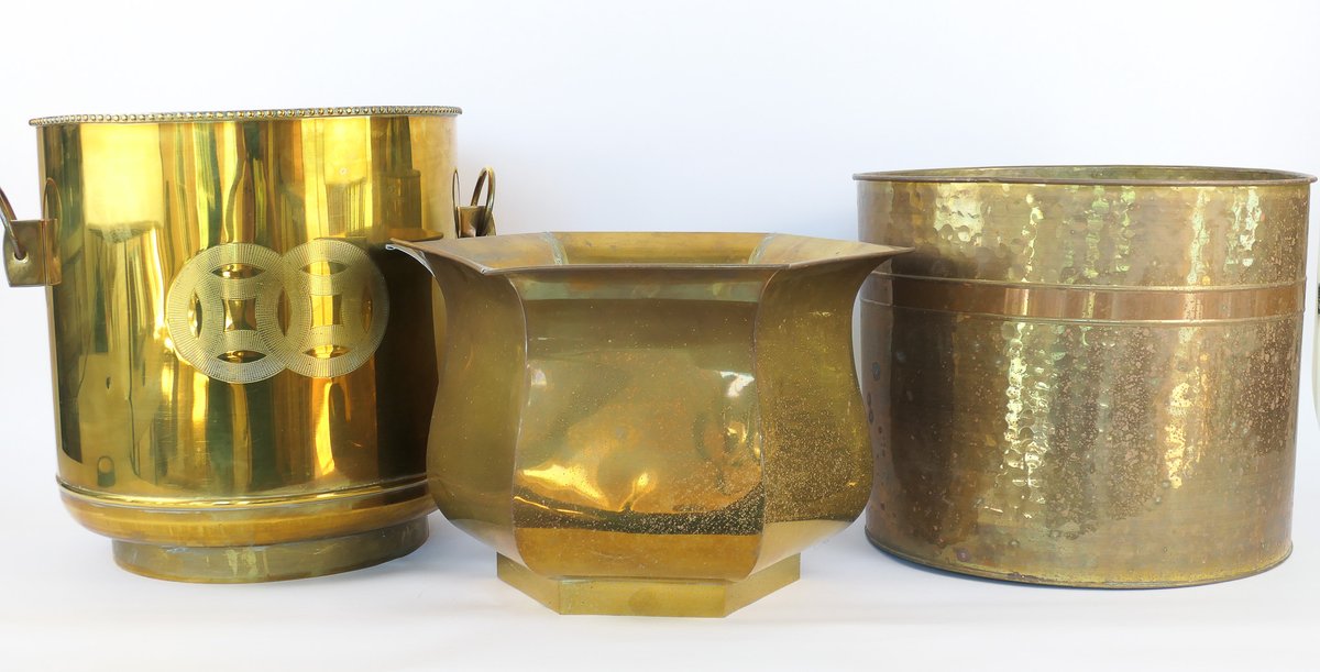 Three Brass Planters