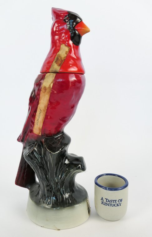 Red Cardinal Decanter with Louisville Stoneware KY Shot Glass
