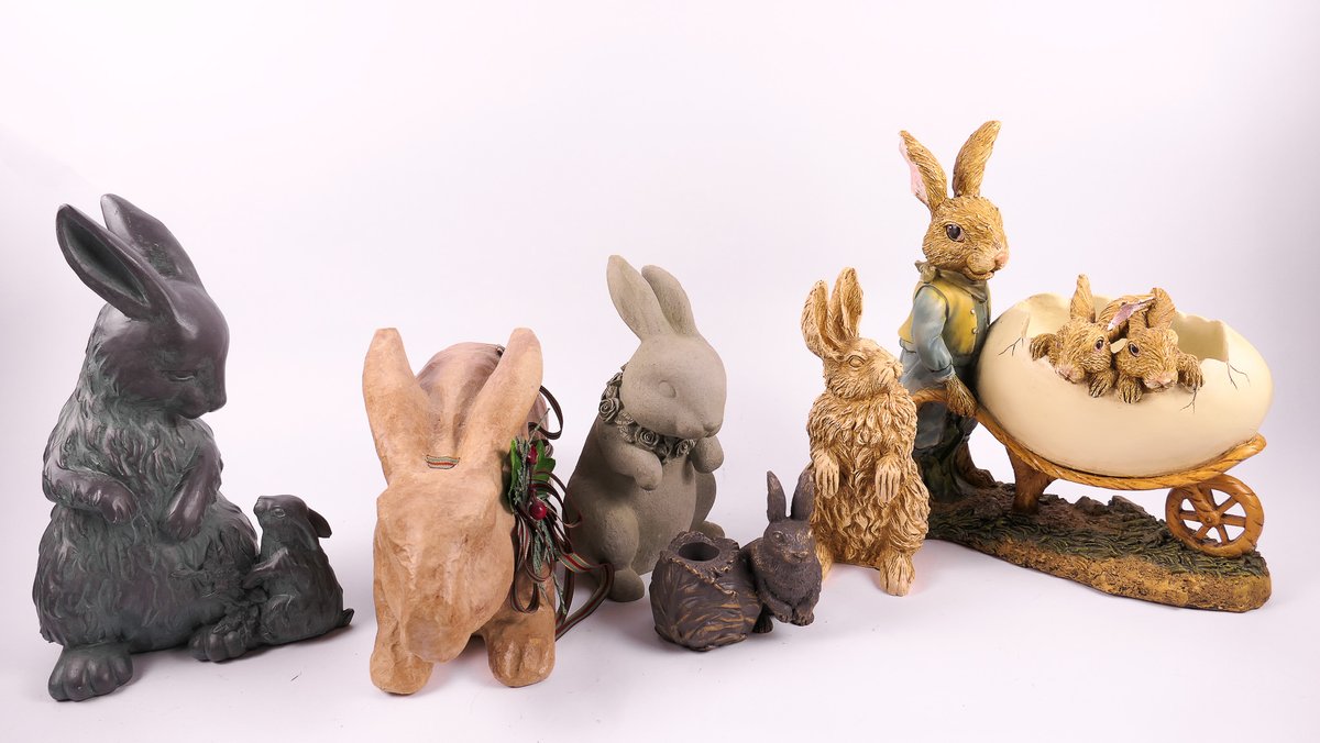 Six Easter Bunny Figurines