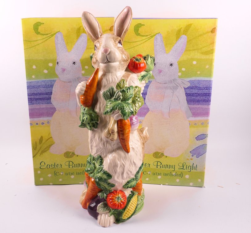 Three Ceramic Bunny Statues