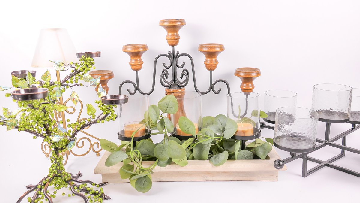 Assortment of Candle Holder Centerpieces