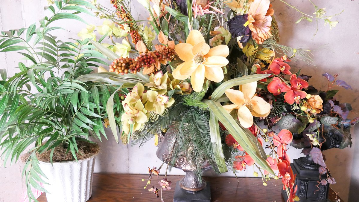 Set of Three Faux Foliage in Urns