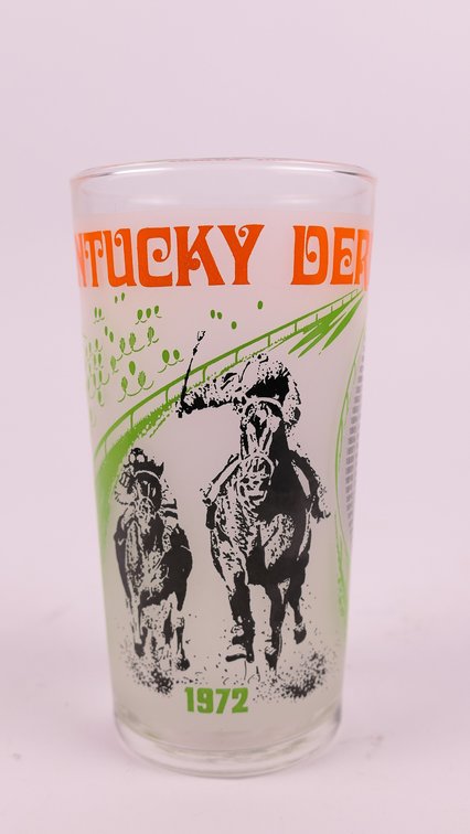 1972 Kentucky Derby Official Frosted Glass Mint Julep Tumbler