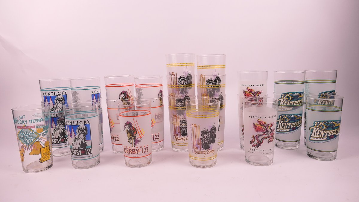 1991, 1995, 1996, 1998 and 1999 Kentucky Derby Official Glass Mint Julep Tumblers
