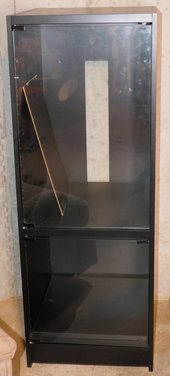 Two Tiered Glass Front Media Cabinet