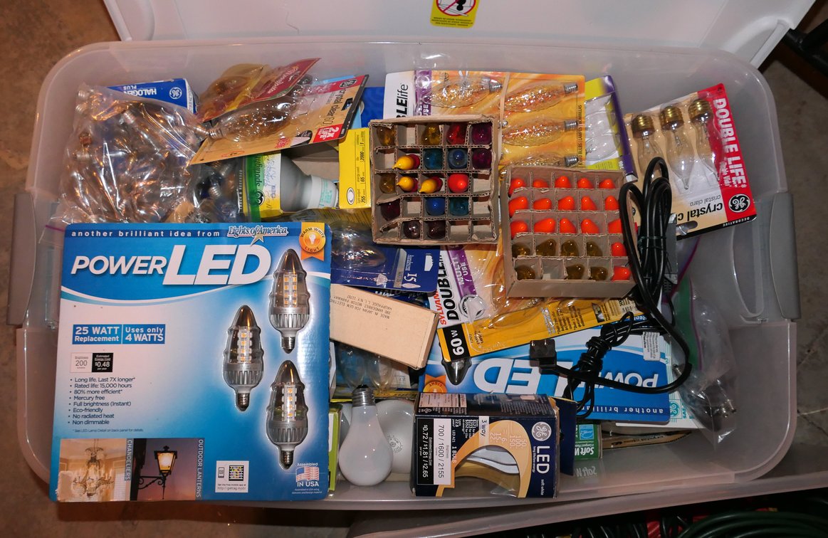 Tote of Lightbulbs