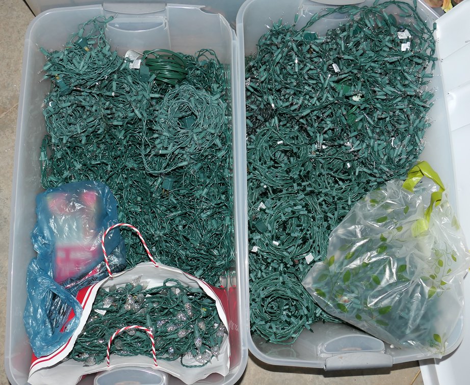 Two Totes of Christmas Lights
