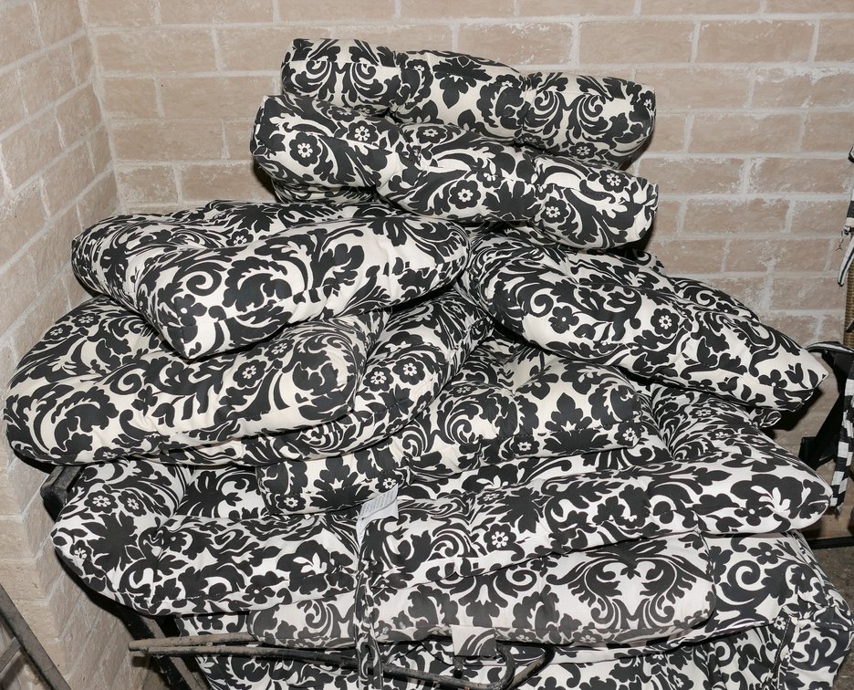 Black and White Damask Outdoor Chair Cushions