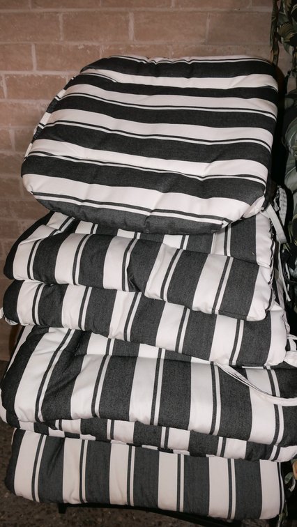 Black and White Striped Seat Cushions