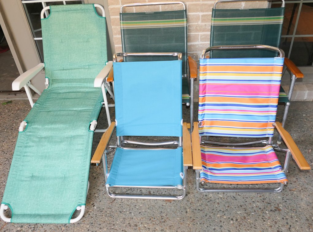 Five Folding Beach Chairs