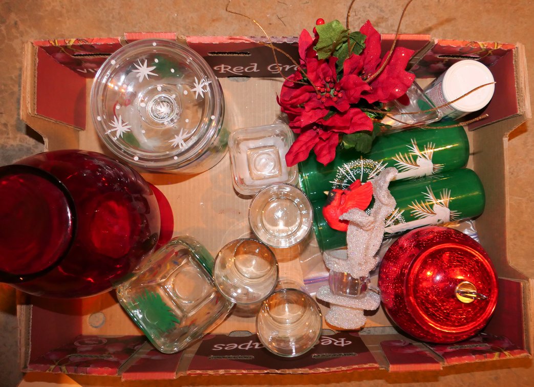 Variety of Christmas Glass Decor and Candle Holders