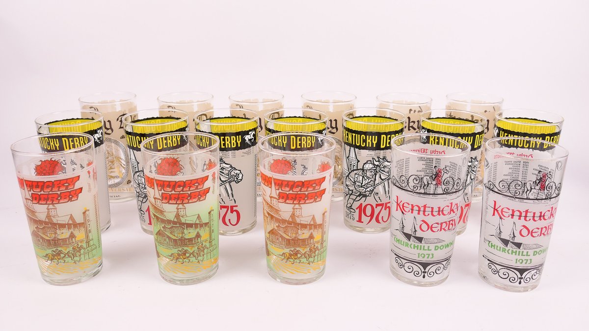 1970s Kentucky Derby Official Glass Mint Julep Tumblers