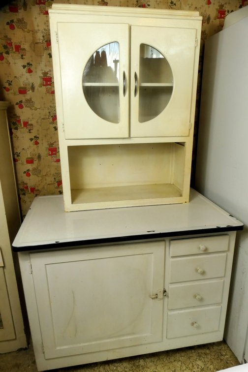 Two Piece White Painted Kitchen Cabinet