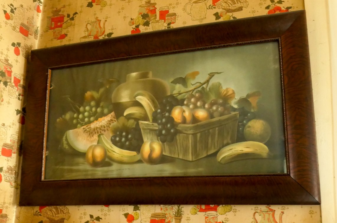 Wood Framed Print with Fruit Motif