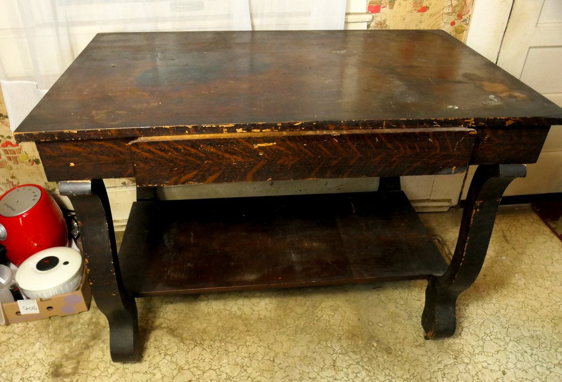 Circa 1930's Empire Revival Mahogany Library Table