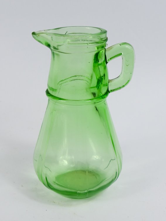Hazel Atlas Green Uranium Glass Syrup Pitcher