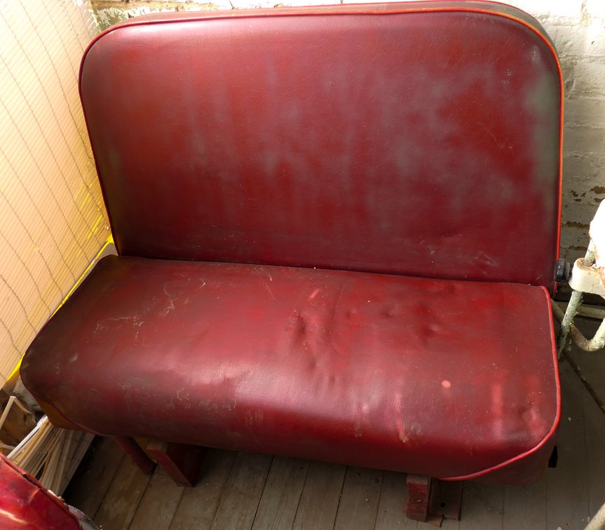 Mid Century Red Vinyl Diner Booth or Bus Seat