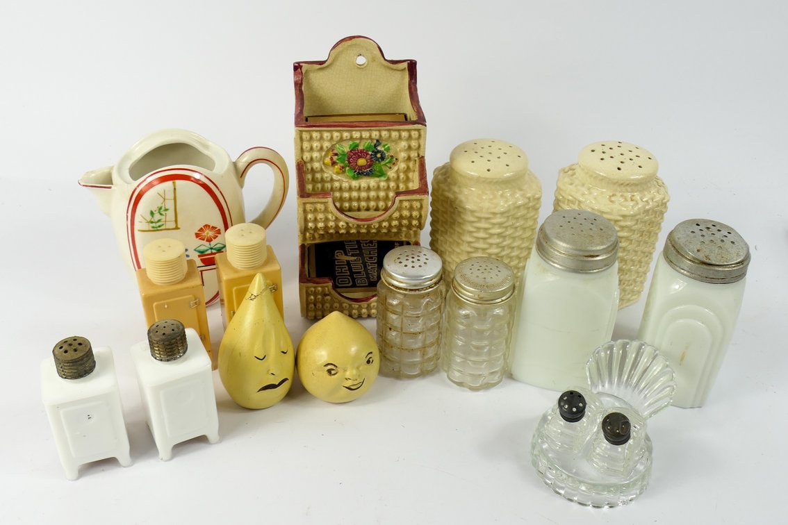 Vintage Match Holder and Salt and Pepper Shakers