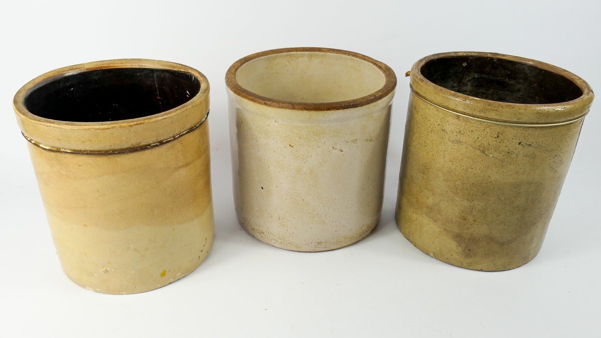 Three Stoneware Crocks