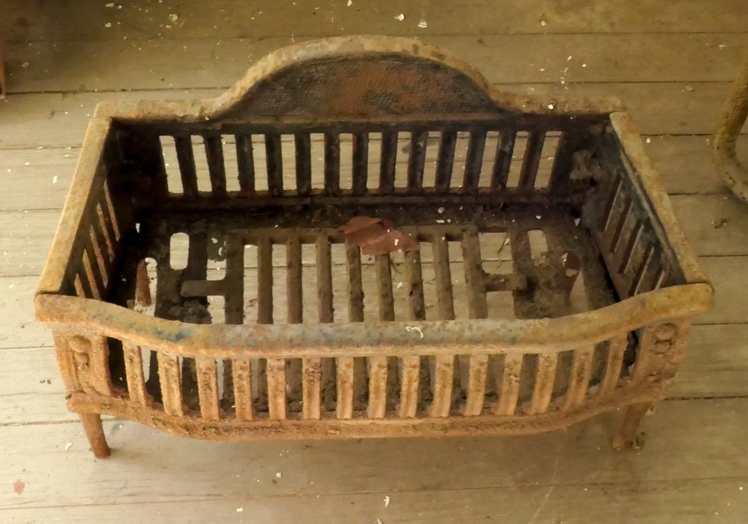 Antique Cast Iron Fireplace Basket Grate