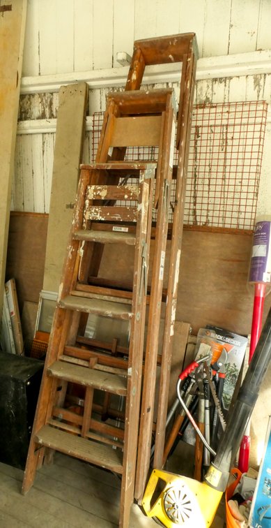 Three Wooden Ladders
